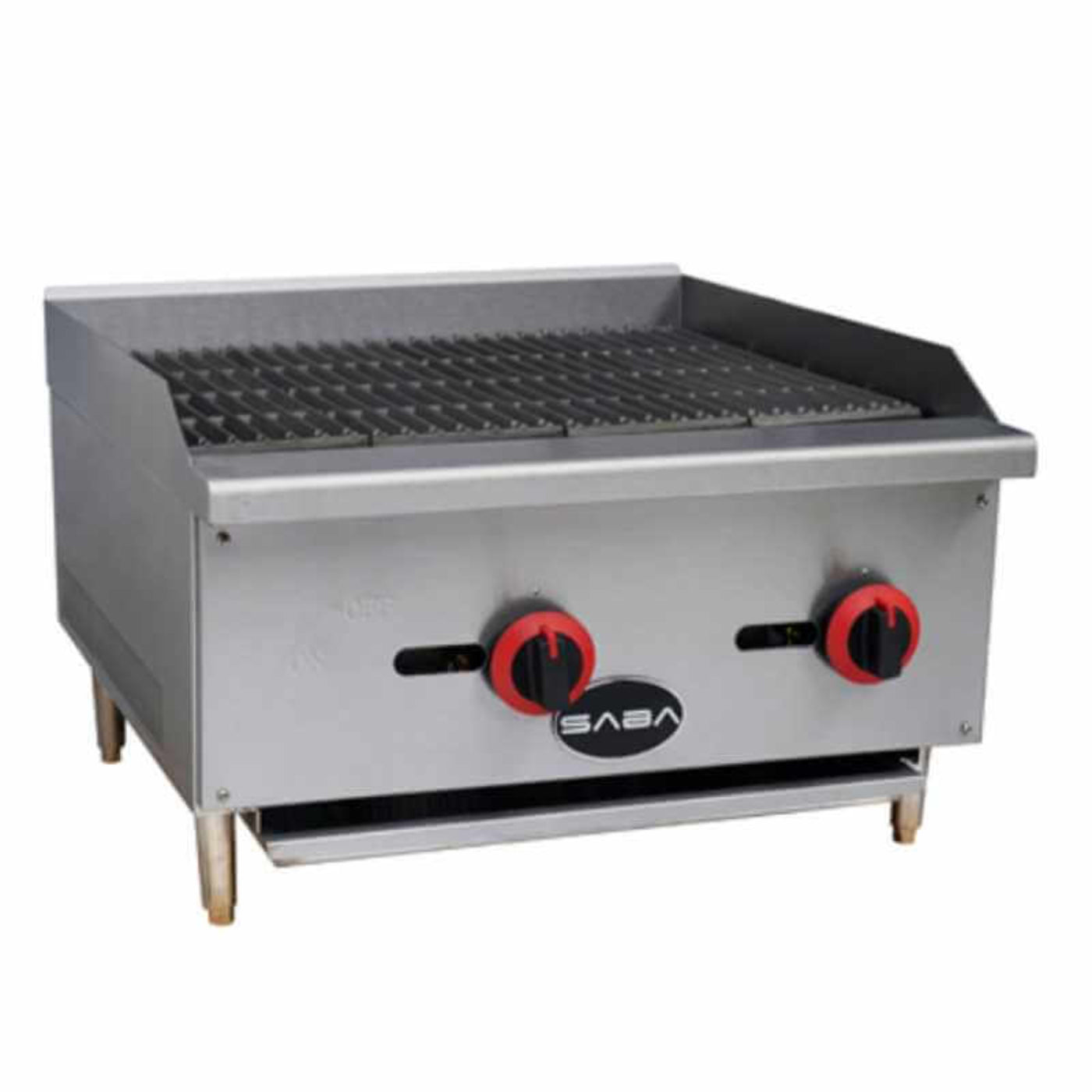 Saba - CB-24, Commercial 24" Radiant Charbroiler 2 Burners Cooktop Natural Gas/Liquid Propane - CB-24