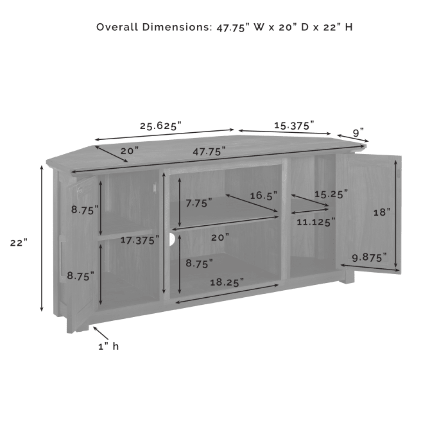 Crosley Camden 48" Corner Tv Stand - CF101248