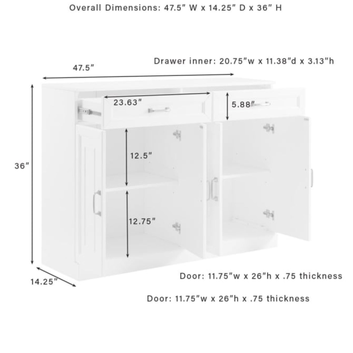 Crosley Stanton Sideboard White - CF4213-WH