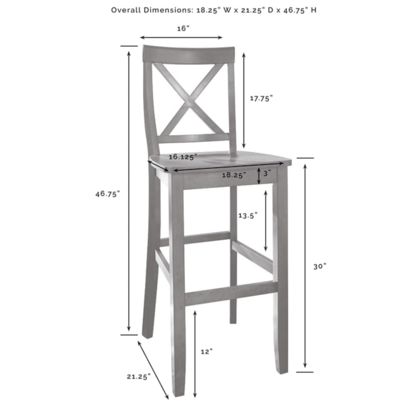 Crosley X-Back 2pc Bar Stool Set - CF500430