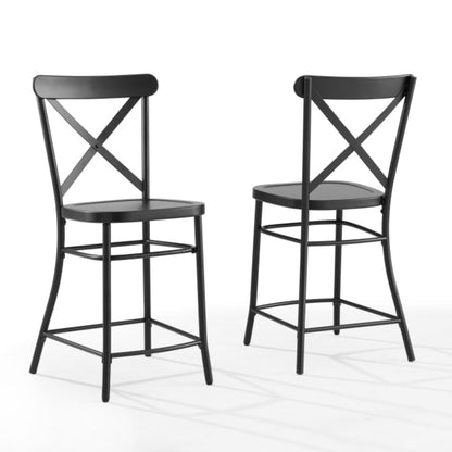 Crosley Camille 19.25 Inch 2pc Counter Stool Set Matte-Black - CF500624-MB