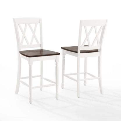 Crosley Shelby 18 Inch 2pc Counter Stool Set Distressed-White - CF501024-WH