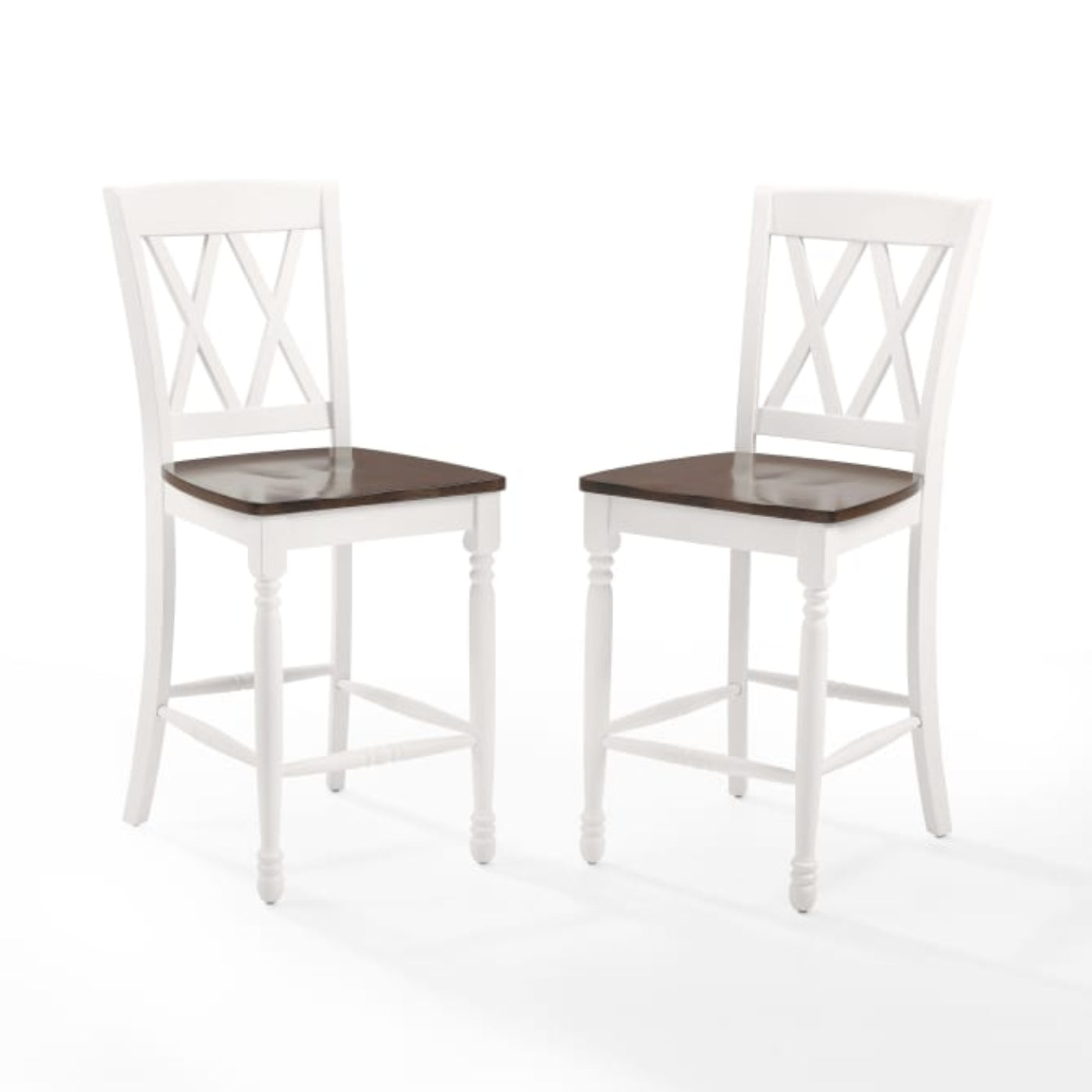 Crosley Shelby 18 Inch 2pc Counter Stool Set Distressed-White - CF501024-WH