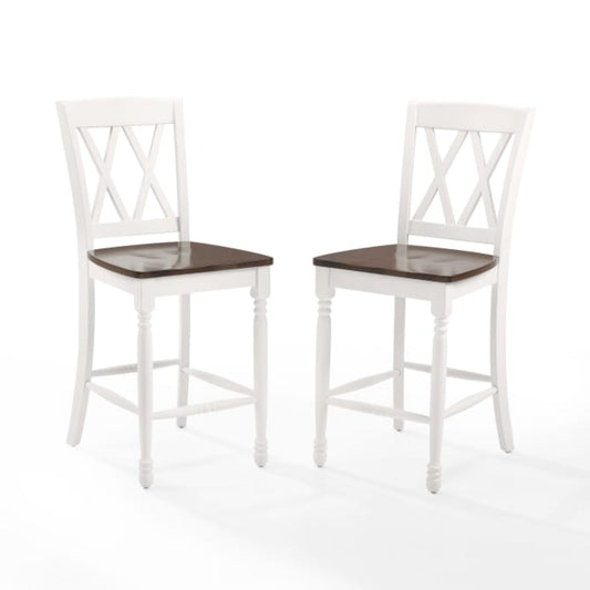 Crosley Shelby 18 Inch 2pc Counter Stool Set Distressed-White - CF501024-WH