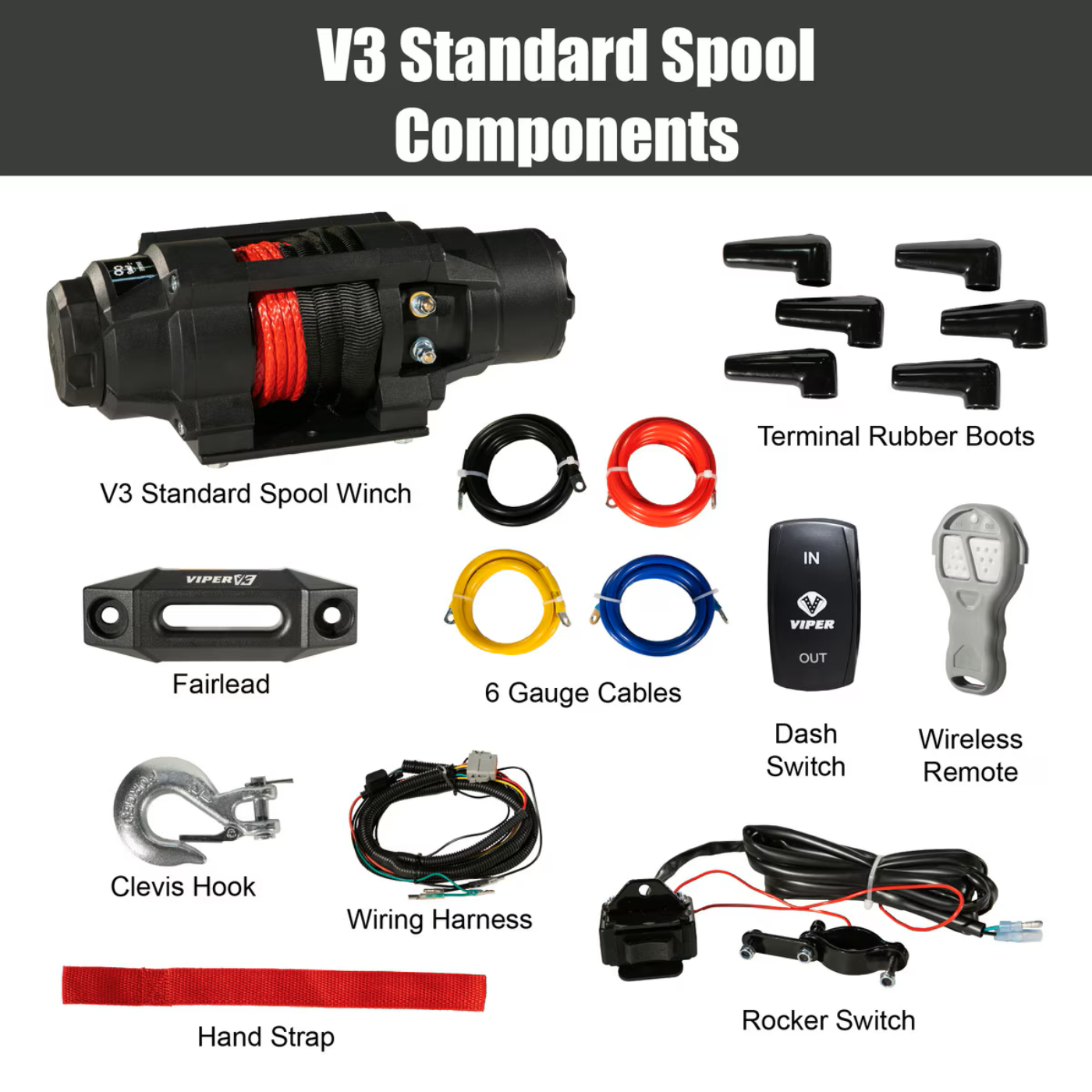 MotoAlliance Viper UTV Winch V3 Standard Spool 4500lbs New - V34500_BL