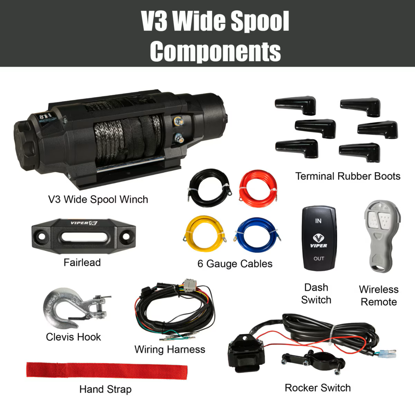 MotoAlliance Viper UTV Winch V3 Wide Spool 4500lbs New - V34500SE_BL