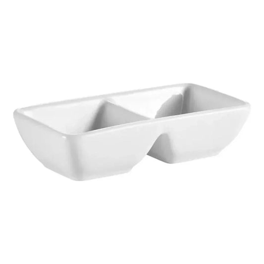 CAC China CN-2T12 2 Compartment Rect. Tray 16 Ozx2 10" Case of 24 Pcs