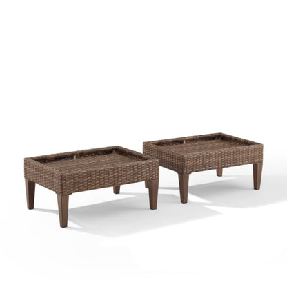 Crosley Capella 2pc Outdoor Wicker Ottoman Set - CO6335