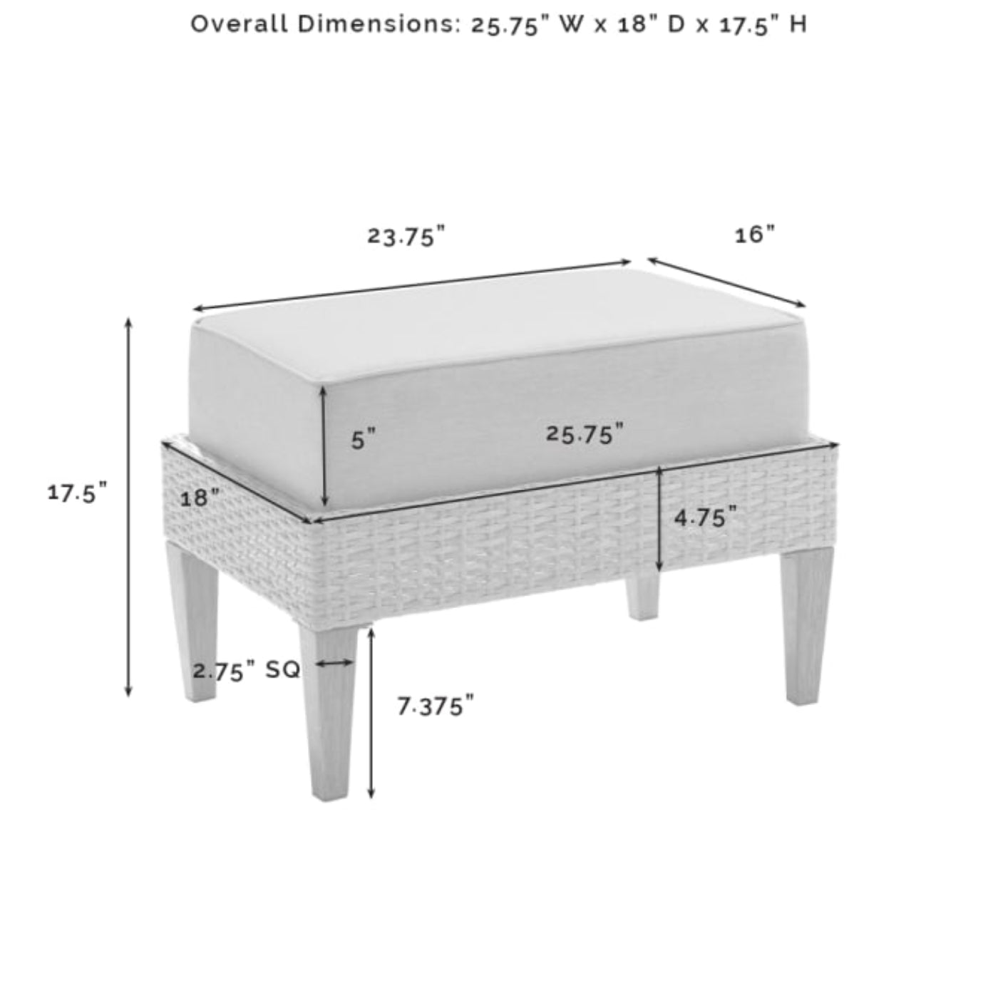 Crosley Capella 2pc Outdoor Wicker Ottoman Set - CO6335