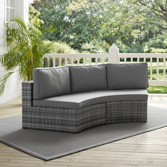 Crosley Catalina 83 Inch Outdoor Wicker Round Sectional Sofa - CO7120