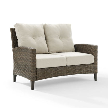 Crosley Rockport 53.25 Inch Outdoor Wicker High Back Loveseat Oatmeal - CO7161-LB