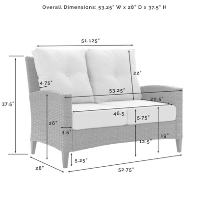 Crosley Rockport 53.25 Inch Outdoor Wicker High Back Loveseat Oatmeal - CO7161-LB