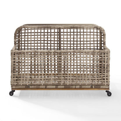 Crosley Ridley Outdoor Wicker And Metal Pool Storage Caddy - CO7308BR-GY