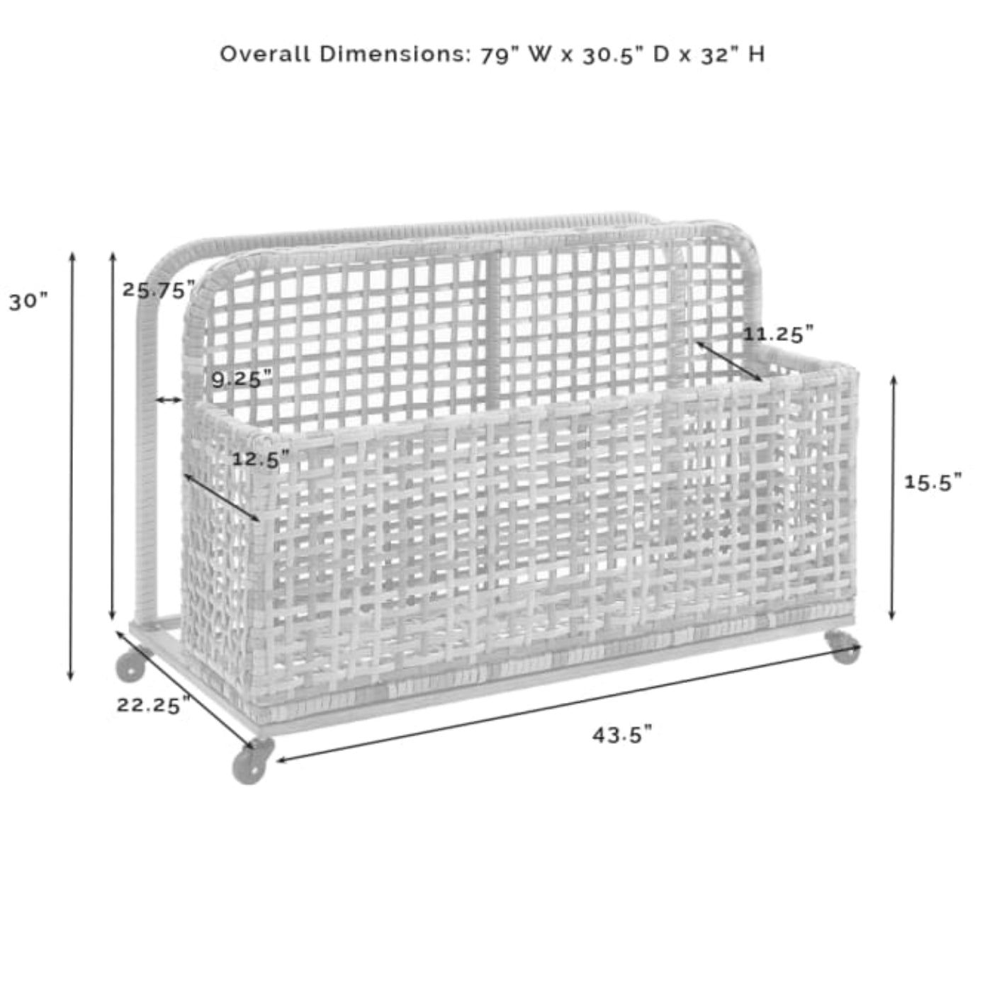 Crosley Ridley Outdoor Wicker And Metal Pool Storage Caddy - CO7308BR-GY
