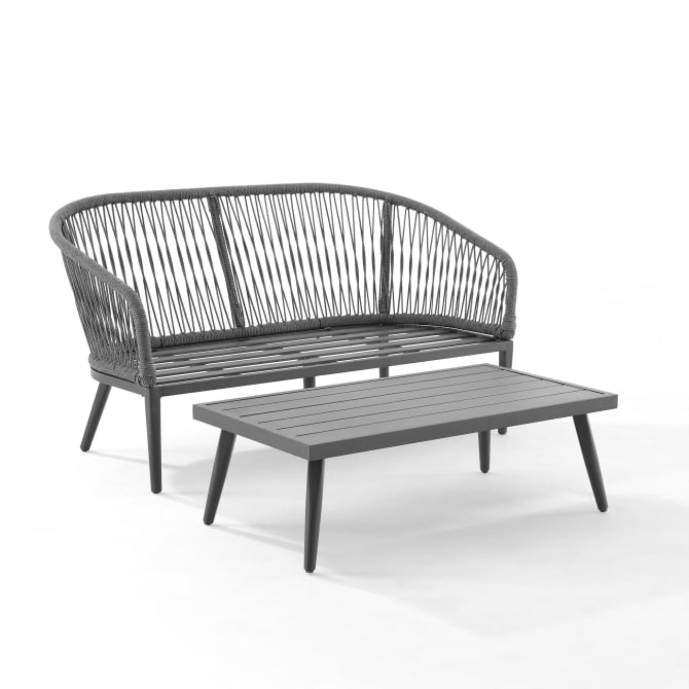 Crosley Dover 2pc Outdoor Rope Conversation Set Charcoal and Matte Black - CO7330MB-CL