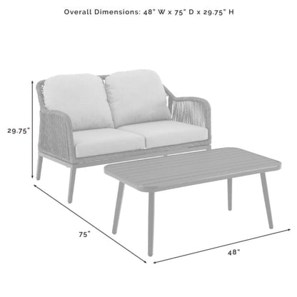 Crosley Haven 48 Inch 2pc Outdoor Wicker Conversation Set Light Grey- CO7360LB-LG