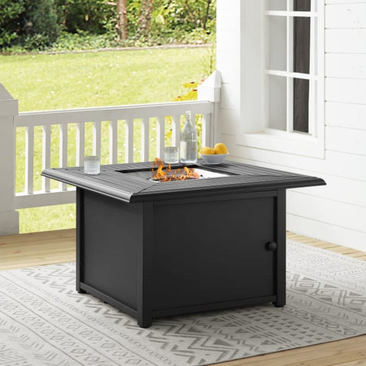 Crosley Dante 41 7/8 Inch Metal Fire Table - Black - CO9014-BK