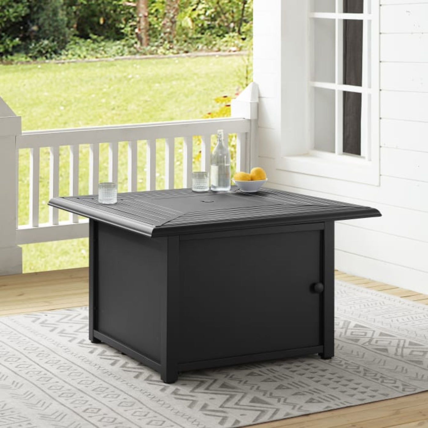 Crosley Dante 41 7/8 Inch Metal Fire Table - Black - CO9014-BK