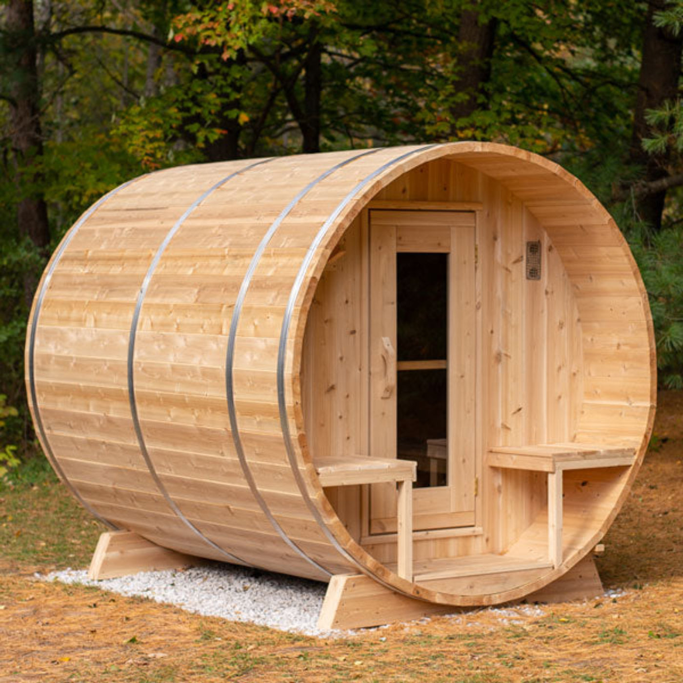 Dundalk LeisureCraft Canadian Timber Serenity 3-4 Person Barrel Sauna CTC2245W - CTC2245W-NH