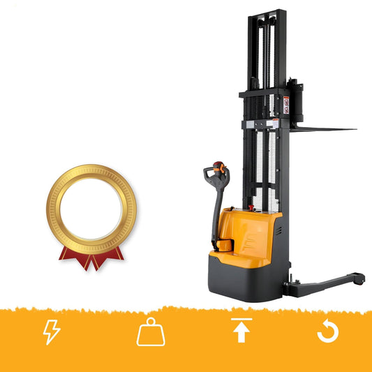 Apollolift Powered Forklift Full Electric Walkie Stacker 2640lbs Cap. Straddle Legs.98" lifting A-3038 - Backyard Provider