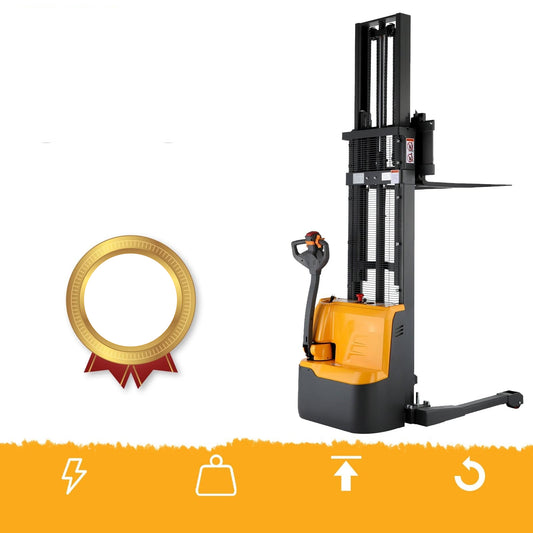 Apollolift Powered Forklift Full Electric Walkie Stacker 3300lbs Cap. Straddle Legs. 118" lifting A-3023 - Backyard Provider
