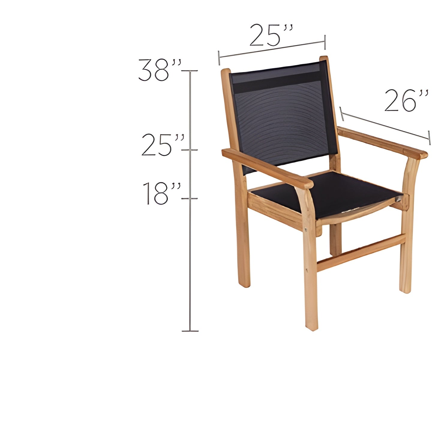 Royal Teak Collection Captiva Sling Stacking Chair-Black - CAPB