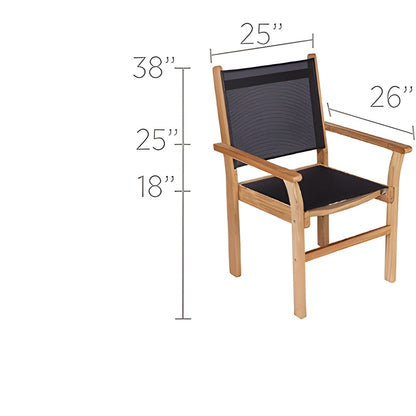 Royal Teak Collection Captiva Sling Stacking Chair-Black - CAPB