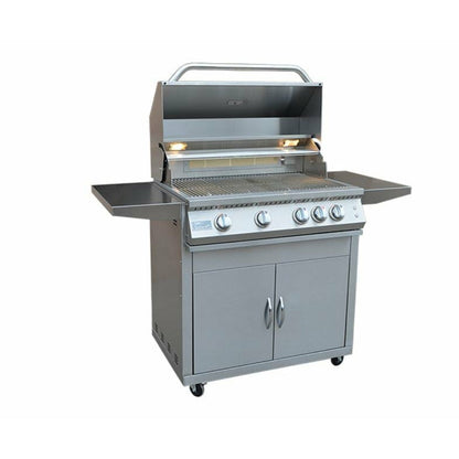 KOKOMO Professional 4 Burner 32 Inch Cart Model BBQ Grill With Lights & Locking Casters - KO-BAK4BG-PRO+KO-BAK4BG-C