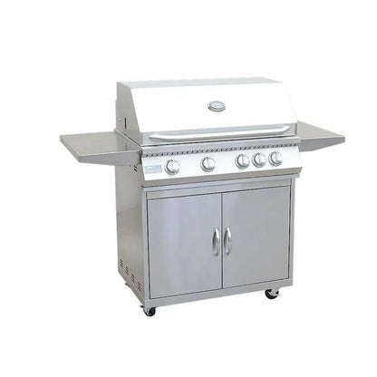 KOKOMO 4 Burner 32 Inch Cart Model BBQ Grill With Locking Casters 304 Stainless Steel - KO-BAK4BG+KO-BAK4BG-C