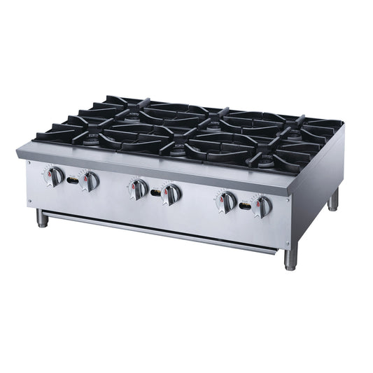 Chef AAA - TCHPA36 Commercial 36" Hot Plate with 6 Burners NG - TCHPA36