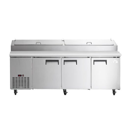 Chef AAA - APPT-91-HC, Commercial 91" Pizza Prep Table Refrigerator 12 Pans 3 Door Stainless Steel 24.2 cu.ft. - APPT-91-HC