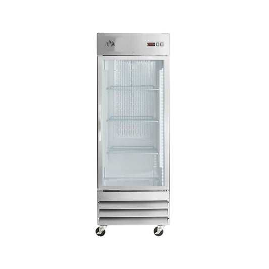 Chef AAA - SS-1R-G-HC, Commercial 29" Reach-In Refrigerator Stainless Steel Glass Door 23 cu.ft - SS-1R-G-HC