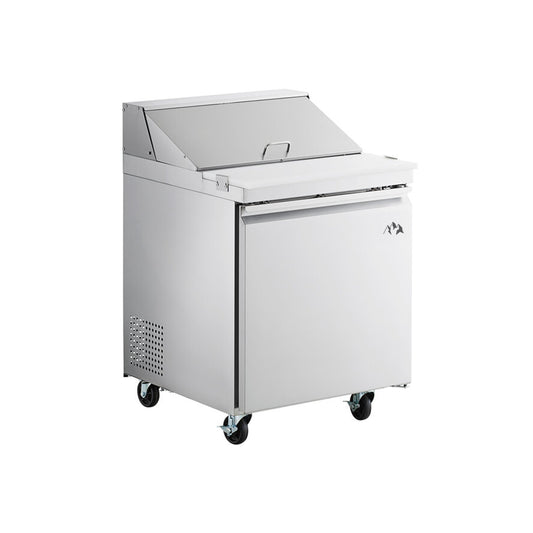 Chef AAA - SS-PT-27-HC, Commercial 27" Sandwich Prep Table Refrigerator 6 Pans 1 Door Stainless Steel 6 cu.ft - SS-PT-27-HC