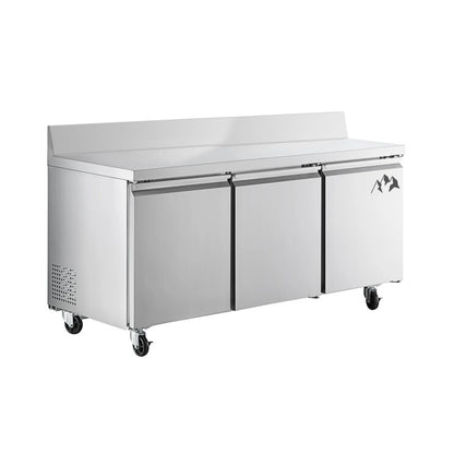 Chef AAA Commercial 72" Undercounter Refrigerator with Splash Guard 15.5 cu.ft. - SS-UCSG-72R-HC
