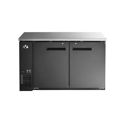 Chef AAA Commercial 59" Solid Door Back Bar Refrigerator Black 19 Cu.ft. - UBB-2F-HC