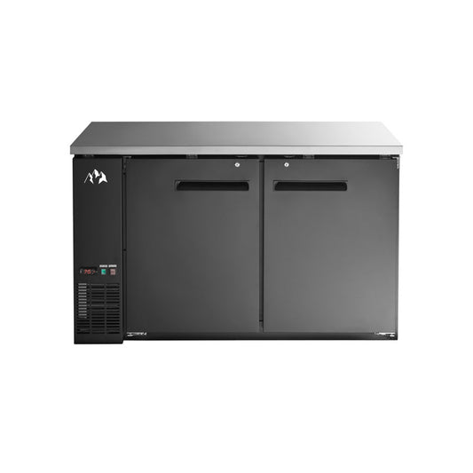 Chef AAA Commercial 59" Solid Door Back Bar Refrigerator Black 19 Cu.ft. - UBB-2F-HC