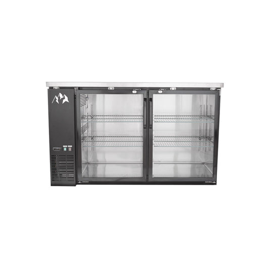 Chef AAA Commercial 59" Glass Door Back Bar Refrigerator Black 19 Cu.ft. - UBB-2G-HC