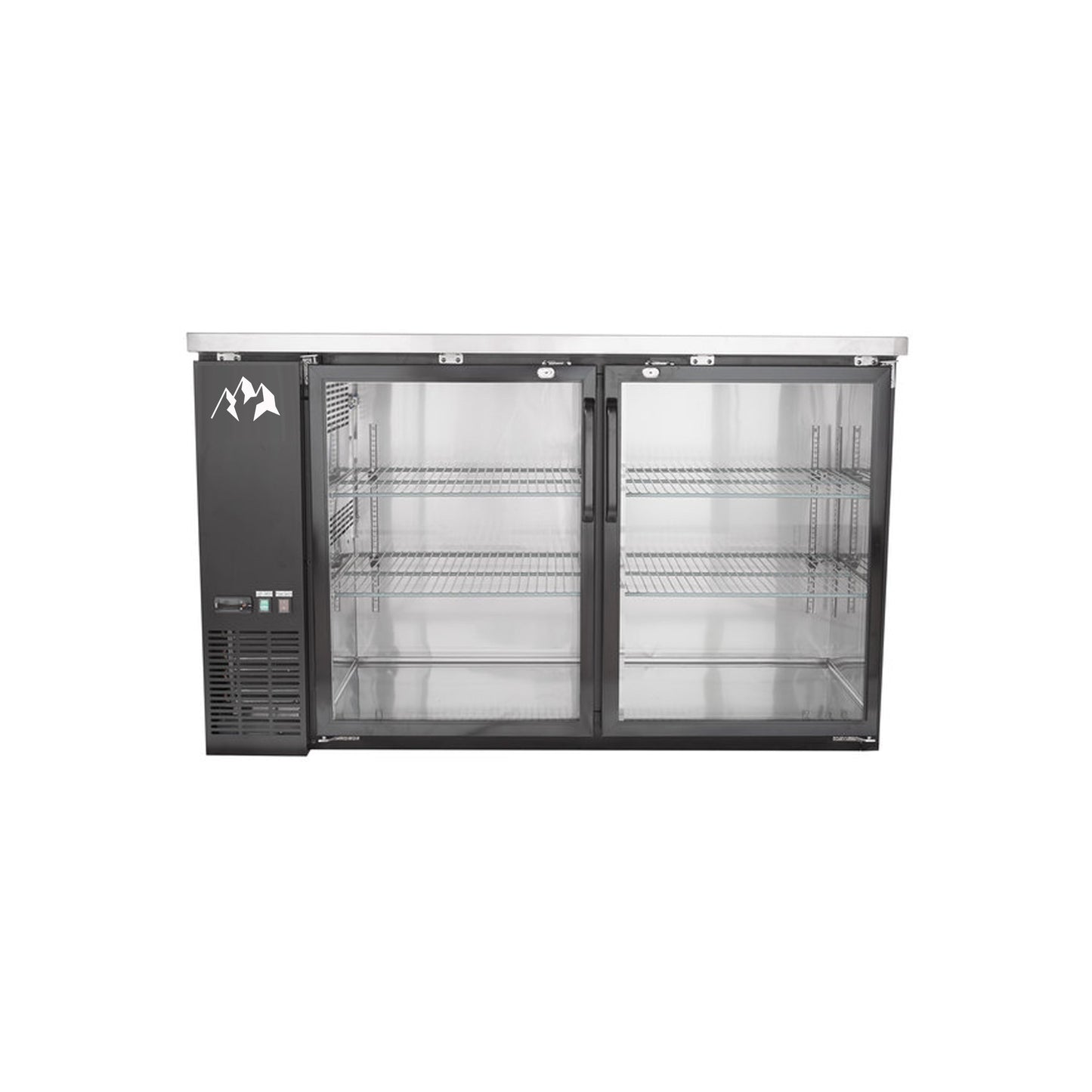 Chef AAA Commercial 59" Glass Door Back Bar Refrigerator Black 19 Cu.ft. - UBB-2G-HC