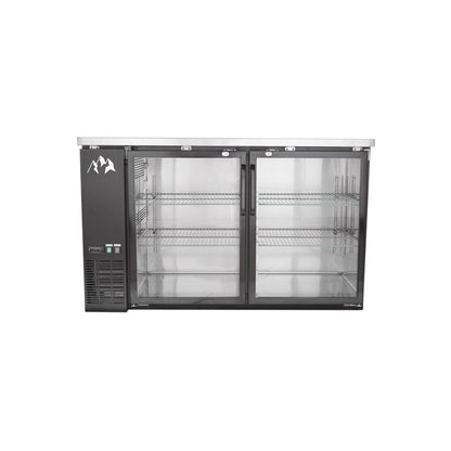 Chef AAA Commercial 59" Glass Door Back Bar Refrigerator Black 19 Cu.ft. - UBB-2G-HC