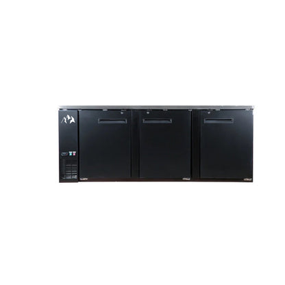 Chef AAA UBB-4F-HC, Commercial 90" Solid Door Back Bar Refrigerator Black 32 cu.ft. - UBB-4F-HC