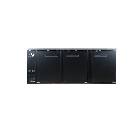 Chef AAA UBB-4F-HC, Commercial 90" Solid Door Back Bar Refrigerator Black 32 cu.ft. - UBB-4F-HC
