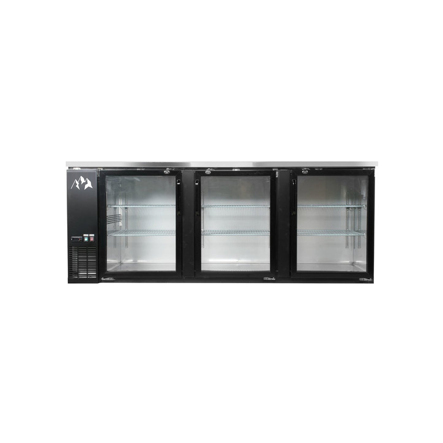 Chef AAA UBB-4G-HC, Commercial 90" Glass Door Back Bar Refrigerator Black 32 cu.ft. - UBB-4G-HC