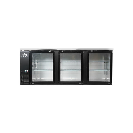 Chef AAA UBB-4G-HC, Commercial 90" Glass Door Back Bar Refrigerator Black 32 cu.ft. - UBB-4G-HC