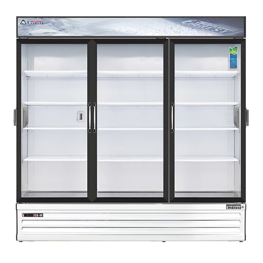 Everest Commercial 72" 3 Swing Glass Door Chromatography Merchandiser Refrigerator 71 cu. ft. - EMSGR69C