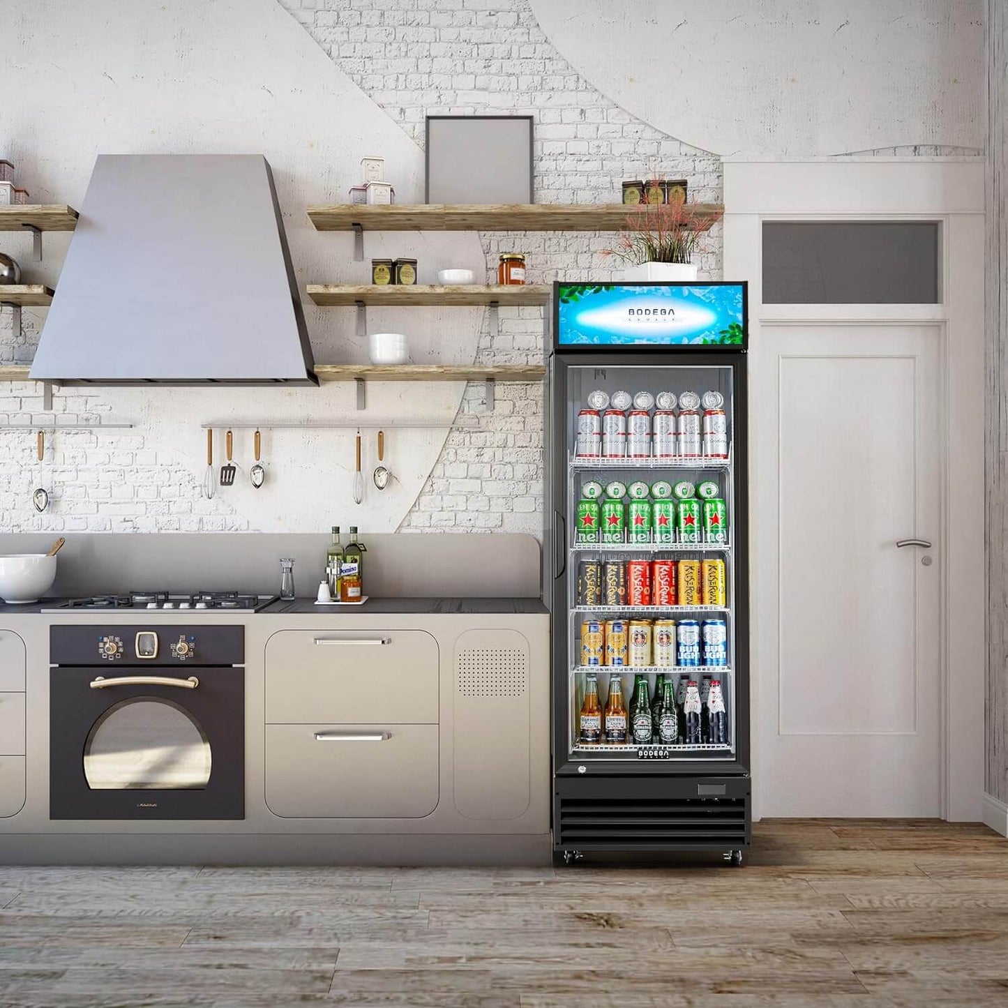 BODEGAcooler Commercial Glass Door Display Refrigerator Merchandiser 12.5 Cu. Ft - SS-P360WD