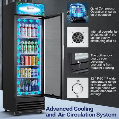 BODEGAcooler Commercial Glass Door Display Refrigerator Merchandiser 12.5 Cu. Ft - SS-P360WD