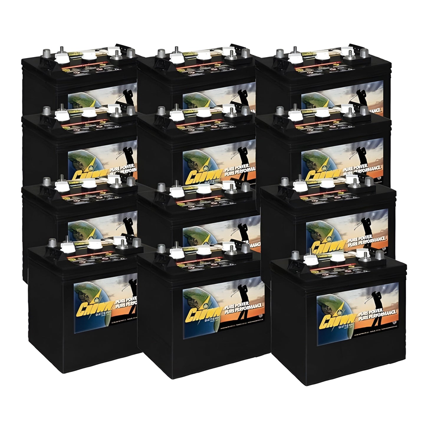 Crown Battery 6 Volt CR-205 for Golf Cart 6V/205Ah (12 Pack, 72V) - CR-205-12x