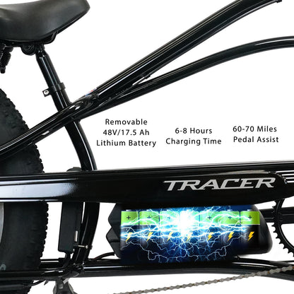Tracer 800W Tracker DS7 Speed Stretch Electric Bike - MB-EB-TRACKER DS7-BK