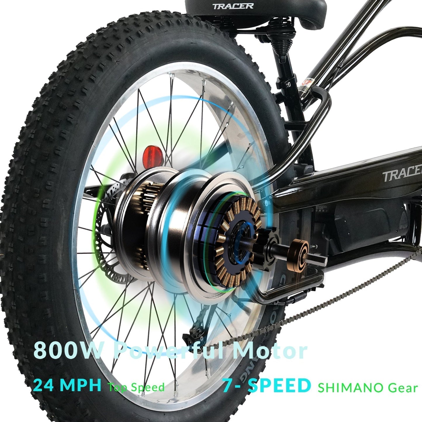 Tracer 800W Tracker DS7 Speed Stretch Electric Bike - MB-EB-TRACKER DS7-BK