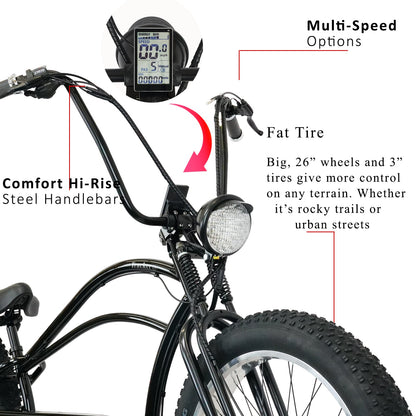 Tracer 800W Tracker DS7 Speed Stretch Electric Bike - MB-EB-TRACKER DS7-BK